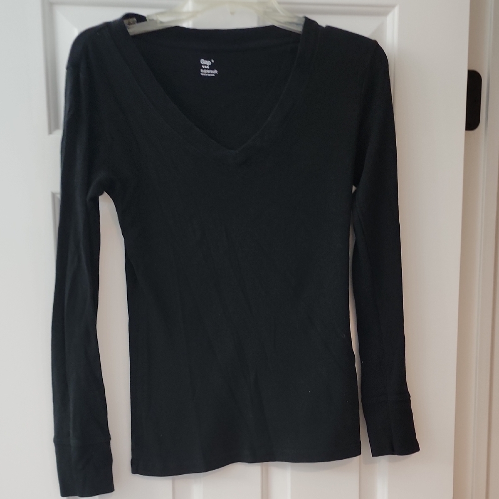 GAP Black Fitted Long Sleeve Tee
